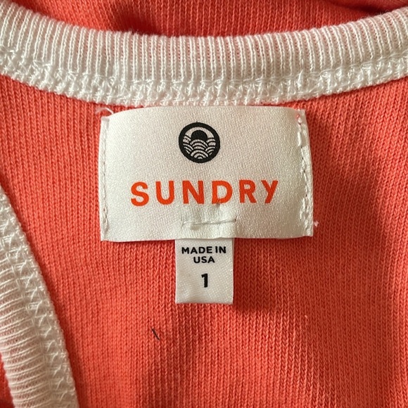 Sundry Ringer Racerback Cotton Terry Fabric Mini Orange Peach Dress Women Size S - Picture 6 of 8